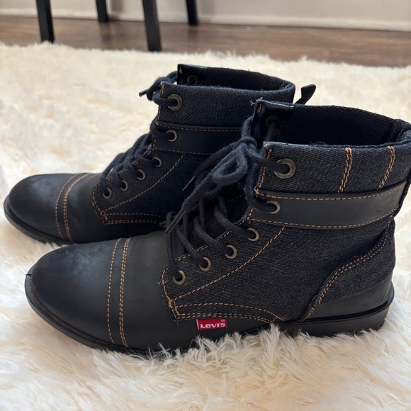 Levi's Other - Levi’s Men’s Black Lace-Up Boots | Size 8.5 | Rugged Denim & Leather